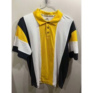 RedHead Polo Shirt Mens Large Yellow Black White Stripe Bass Pro Shops Outdoor